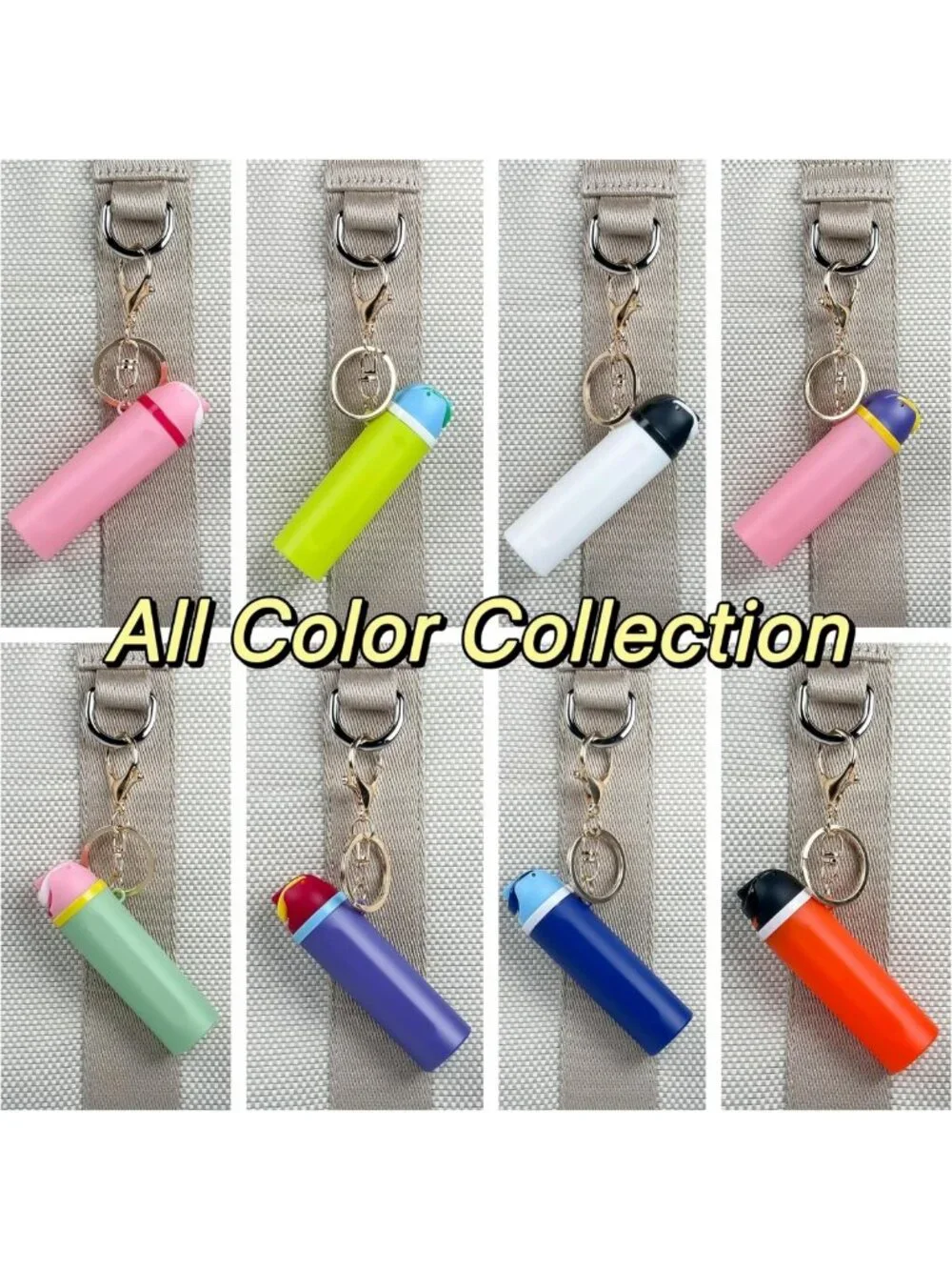 Trendy Mini Bottle Keychain Accessories for Water Tumblers & Lip Balm Holder